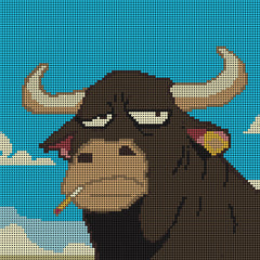 Symbol chart preview of small funny bored bull diamond art, perfect for funny craft gifts or personal creative time.