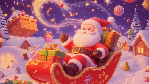 This festive Christmas diamond painting kit shows Santa Claus in a sleigh full of gifts. He rides through a snowy landscape, bringing holiday joy and cheer.Celebrate the season with our festive Christmas Diamond Painting Kits! Create unique holiday decor & personalized gifts.