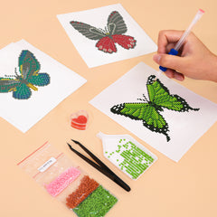 Butterfly DIY diamond painting kit with tools and canvas
