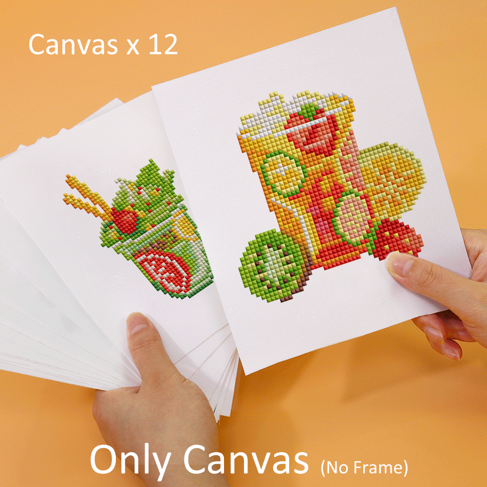 12 mini diamond painting canvases featuring cocktail drink illustrations, perfect for party lovers and seasonal gift ideas.
