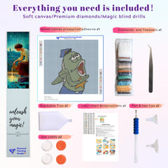 All-in-one diamond painting kit featuring a dramatic fish policeman, ideal for quirky DIY crafters.