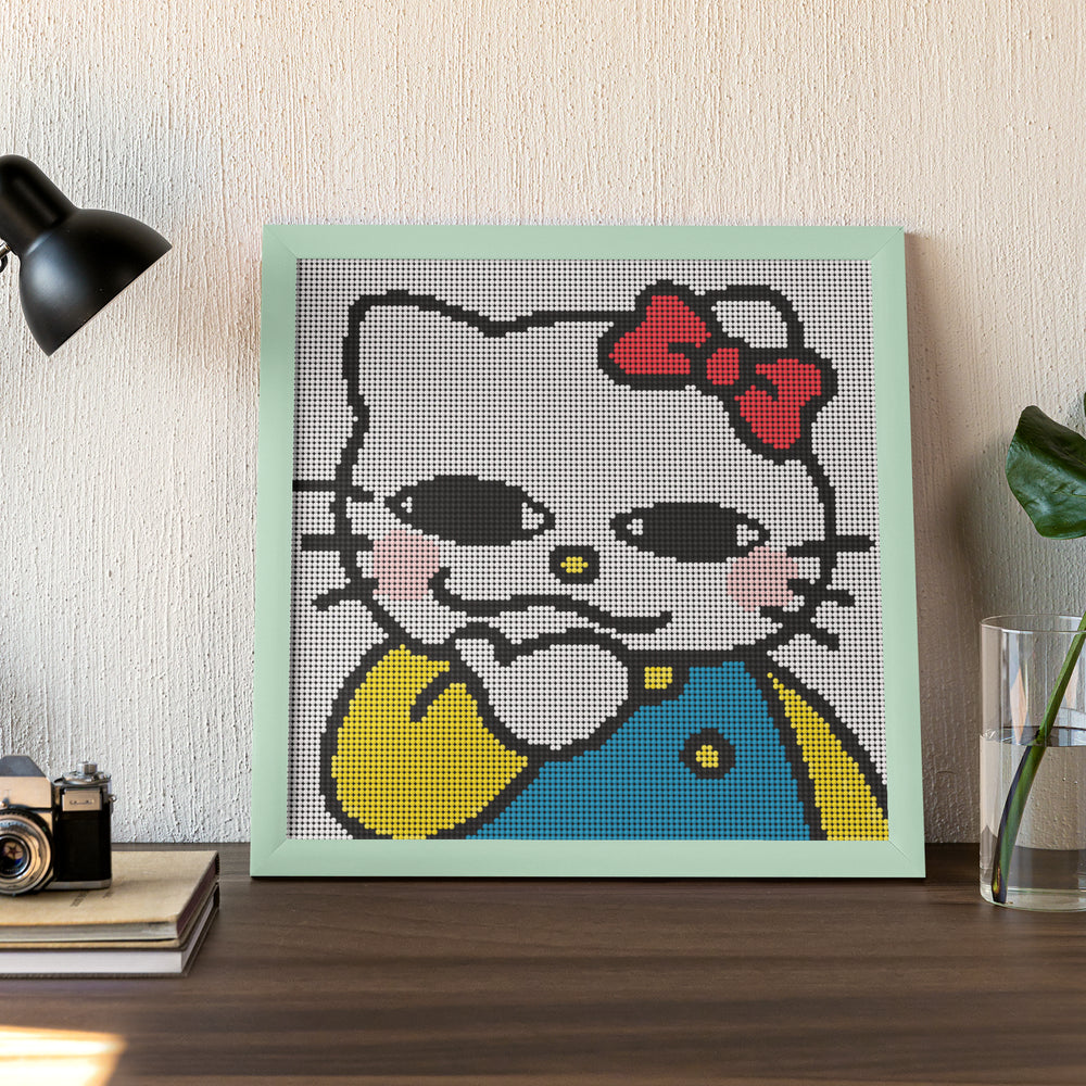 Framed diamond painting of the Mischievous Cat Meme, perfect for quirky home accents or friend gifts. Its bold personality and bright colors make it a fun piece for collectors, pet lovers, or anyone who loves turning memes into art.