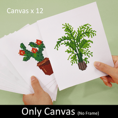 12-piece green plant diamond painting canvas set, no frame – perfect for creative home projects.