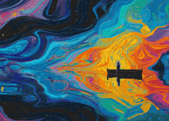 Finished “Stellar Voyager” diamond painting kit with vibrant resin drills on soft square canvas, ideal for galaxy diamond art DIY and spiritual home décor.