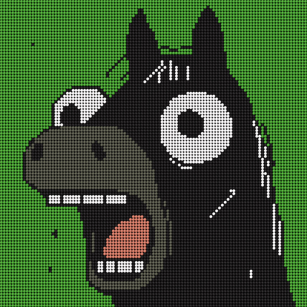 Side view of the shocked horse diamond painting, emphasizing dramatic facial expression for quirky decor fans.